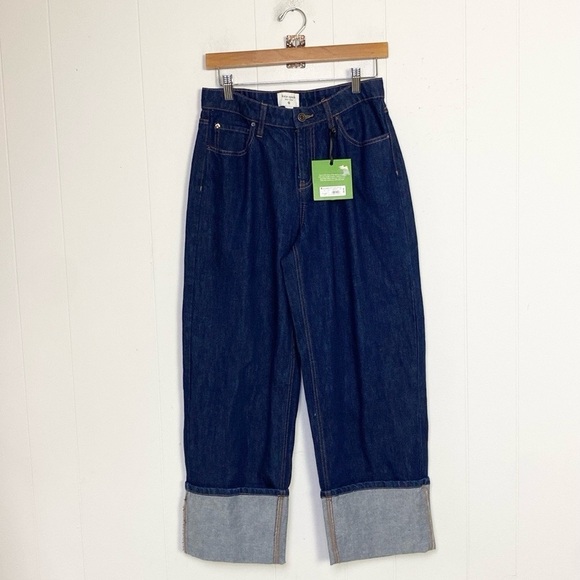 Women's High-Rise Straight Leg Wide Cuff Jeans - kate spade New York Sz 4 - Picture 2 of 9